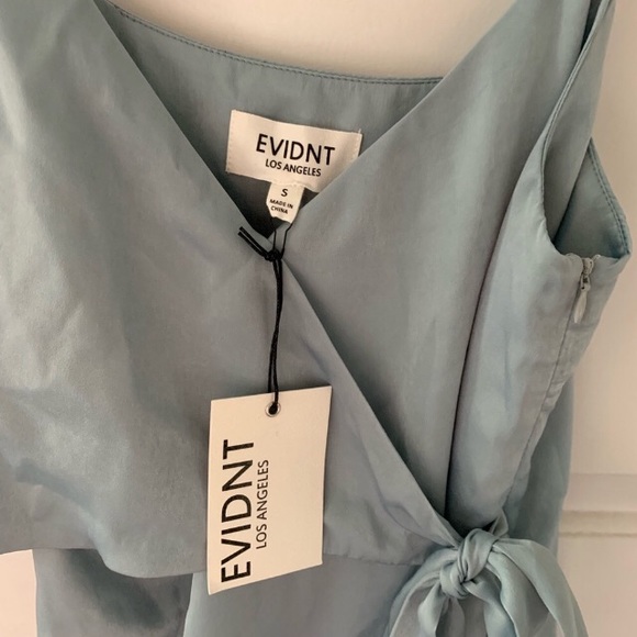 Mint Blue Satin Midi Wrap Dress - Picture 5 of 6